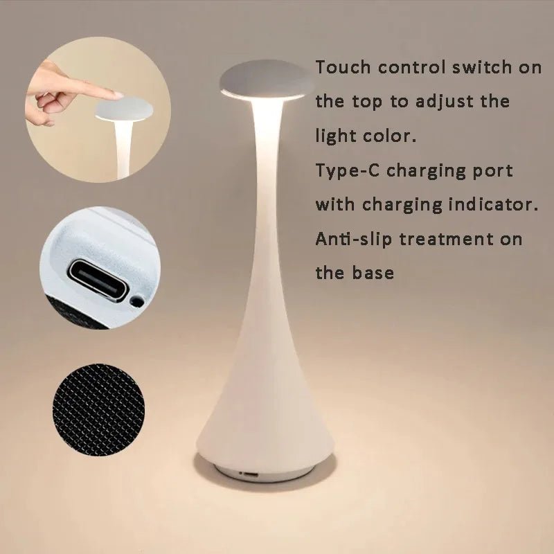 Rechargeable Mushroom Table Lamp Wireless Touch Desk Lamp Bedroom Atmosp... — View 4