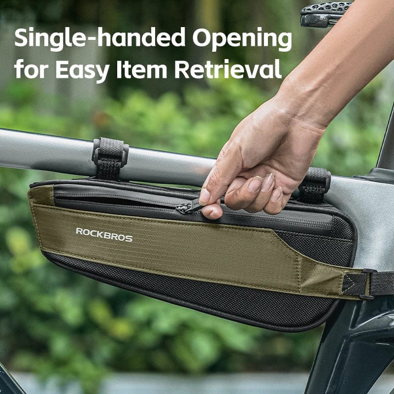 RockBros Bicycle Bag: Portable Cycling Top Tube Bag, Nylon MTB Road Phone Tool Bag with Reflective Ultralight Design - Homebound Essentials