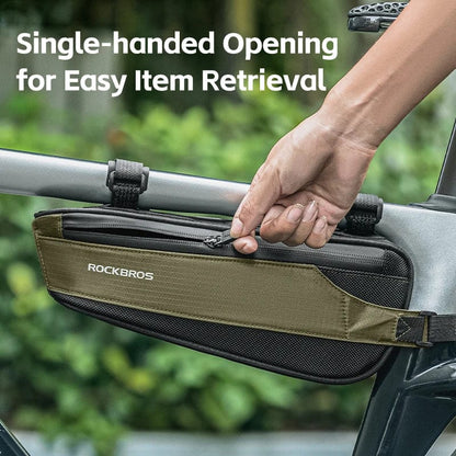 RockBros Bicycle Bag: Portable Cycling Top Tube Bag, Nylon MTB Road Phone Tool Bag with Reflective Ultralight Design - Homebound Essentials