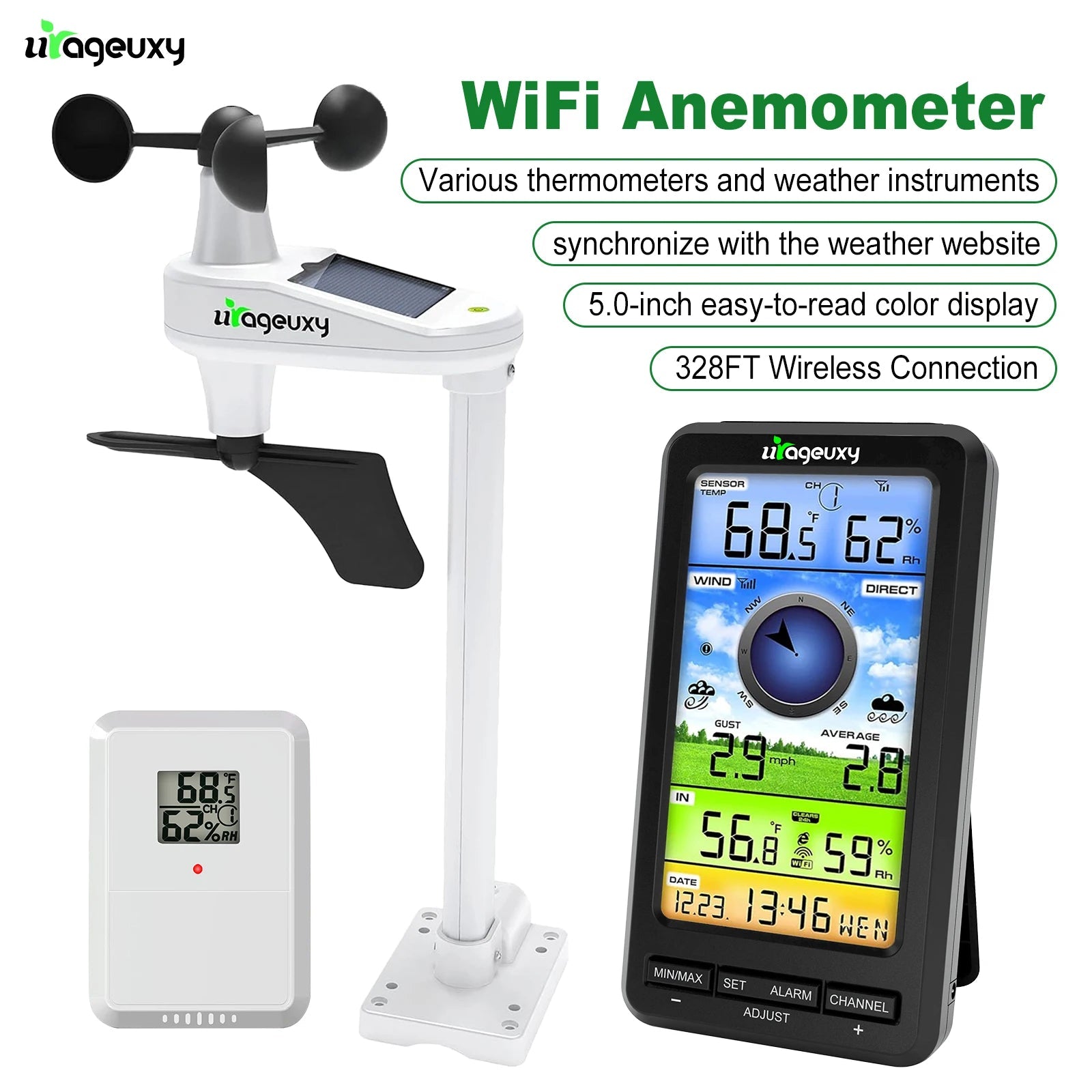 Smart Wireless Weather Station WiFi Indoor Outdoor Color Display Tempera... — View 2