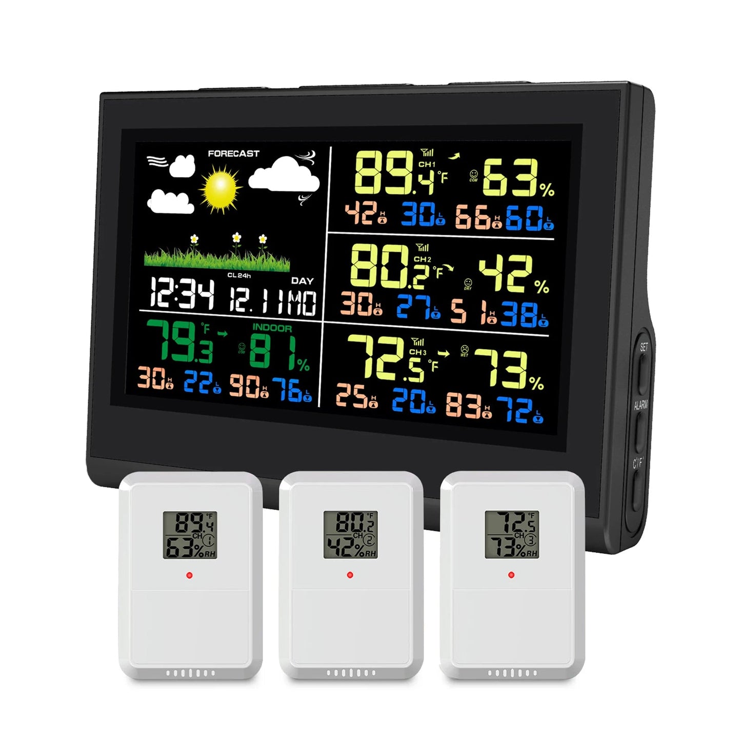 Smart Wireless Weather Station with 3 Sensors Large Color Display Indoor... — Gift Idea