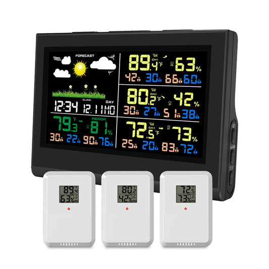 Smart Wireless Weather Station with 3 Sensors Large Color Display Indoor... — Gift Idea