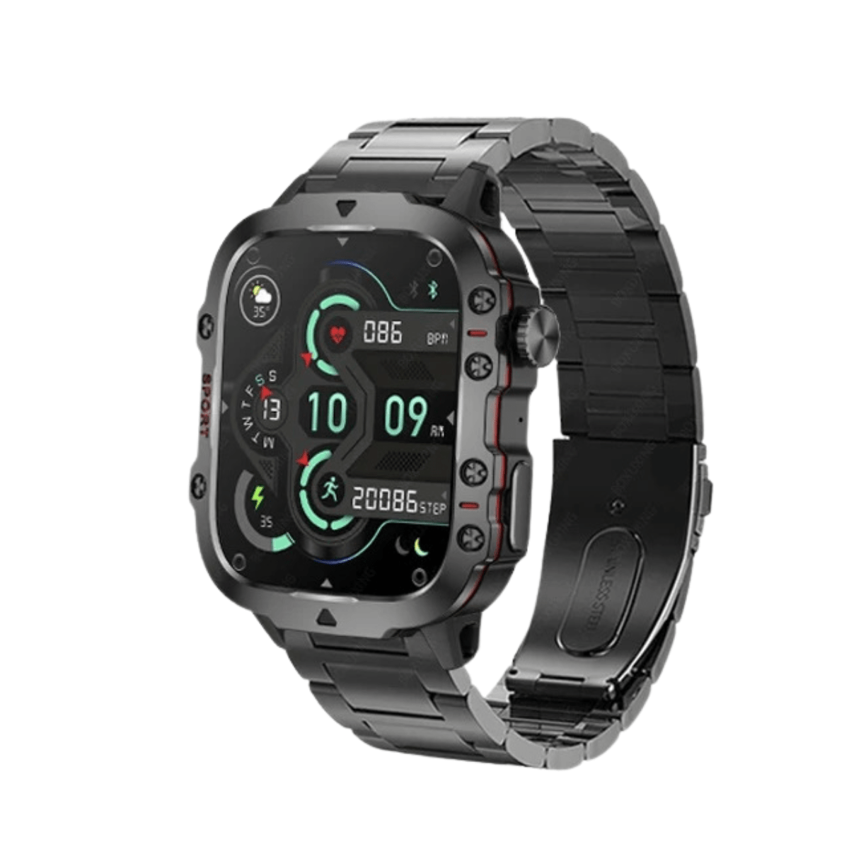 Men's Rugged GPS Smartwatch 1.96" AMOLED Bluetooth Call IP68 MIL - STD - 810H Compass Altimeter 15 Days - GiftWave.co