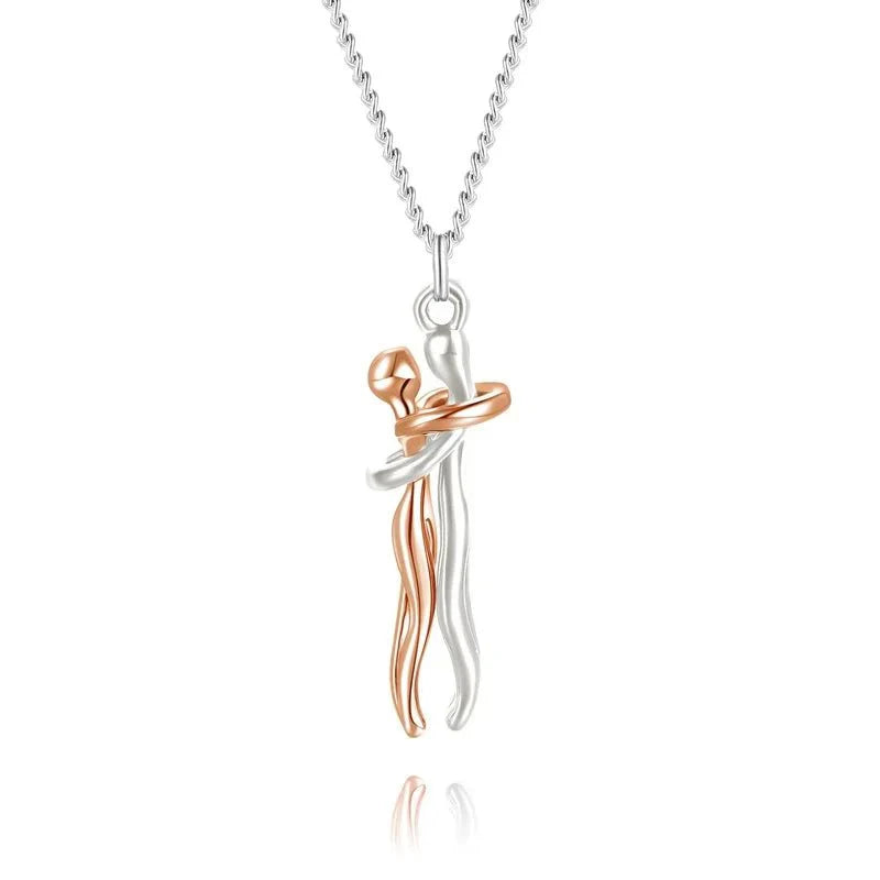 Sterling Silver Couple Hug Necklace - Homebound Essentials