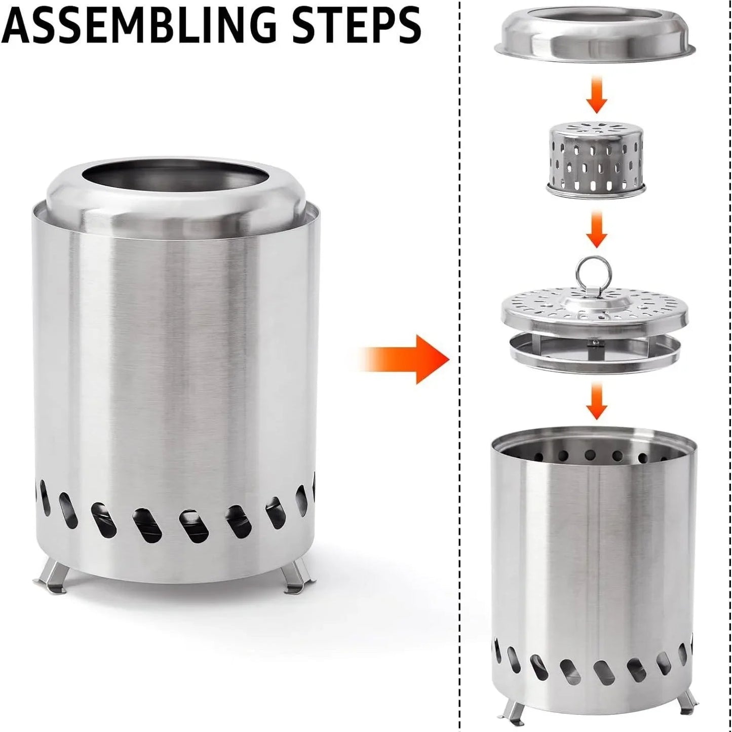 Tabletop Smokeless Fire Pit Portable Stainless Steel Wood Pellet Outdoor... — View 3
