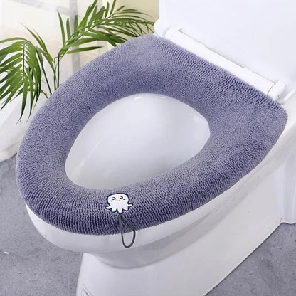 Thicker Bathroom Toilet Seat Cover Pads - Soft Warmer Toilet Seat Cushion Cover Stretchable Washable Cloth - Homebound Essentials