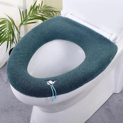 Thicker Bathroom Toilet Seat Cover Pads - Soft Warmer Toilet Seat Cushion Cover Stretchable Washable Cloth - Homebound Essentials
