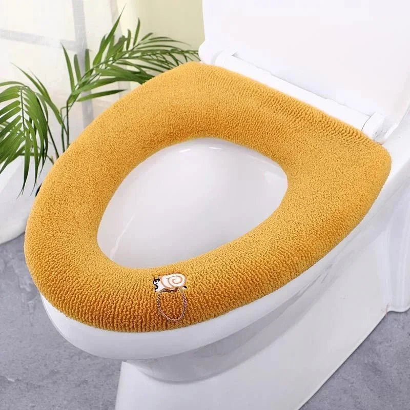 Thicker Bathroom Toilet Seat Cover Pads - Soft Warmer Toilet Seat Cushion Cover Stretchable Washable Cloth - Homebound Essentials