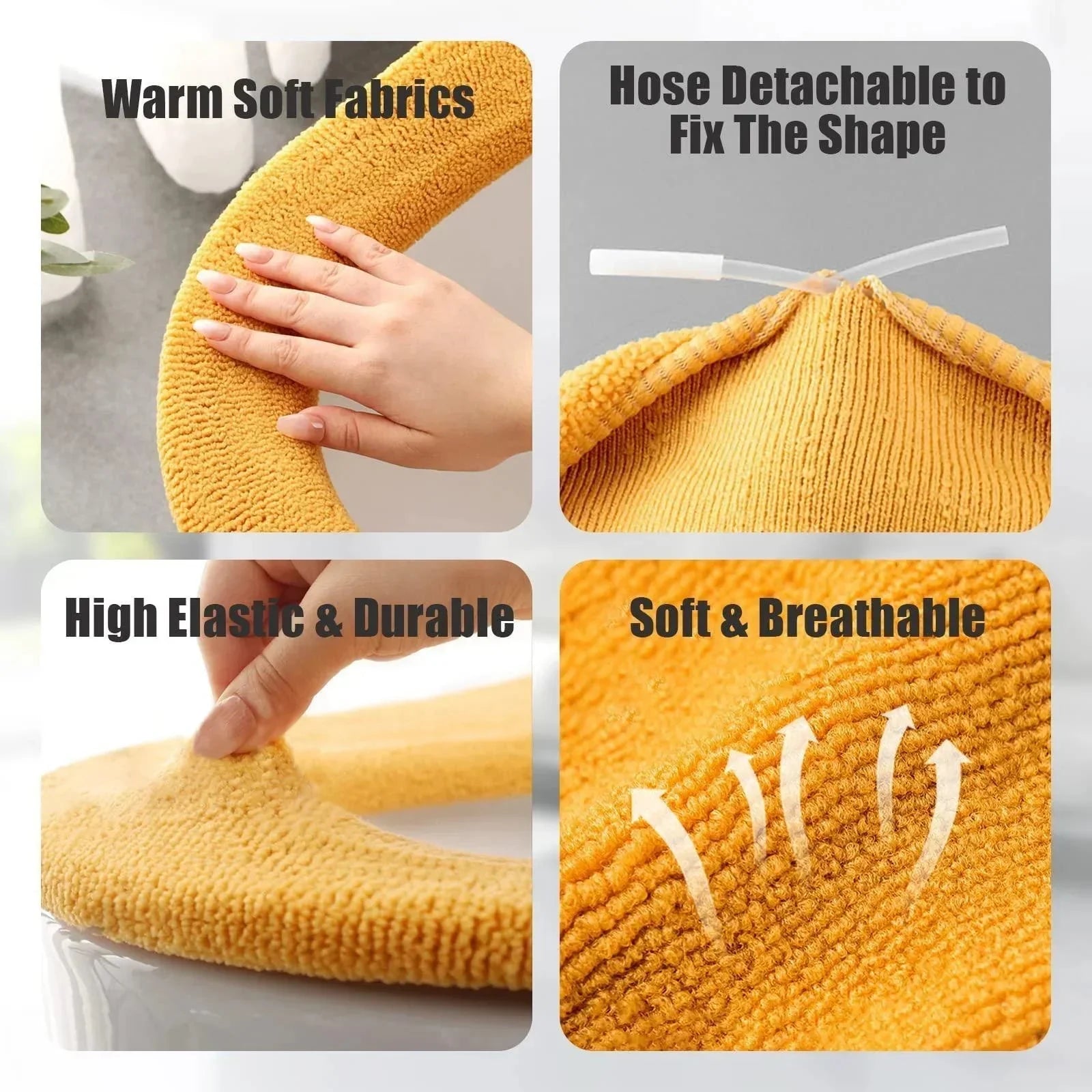 Thicker Bathroom Toilet Seat Cover Pads - Soft Warmer Toilet Seat Cushion Cover Stretchable Washable Cloth - Homebound Essentials