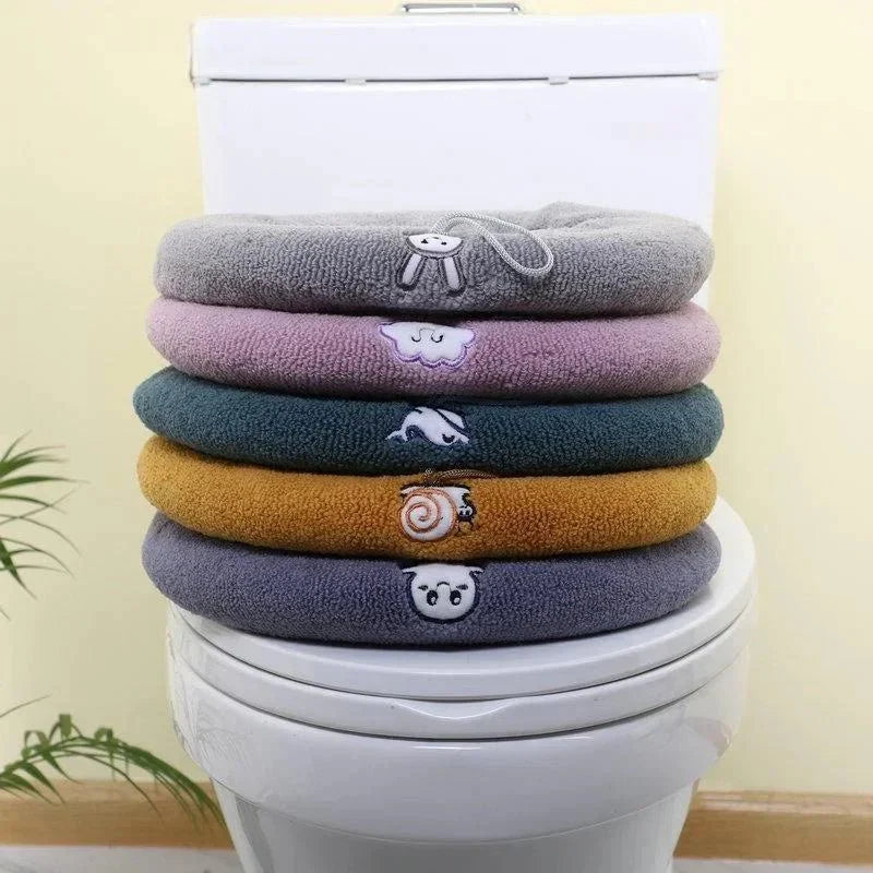 Thicker Bathroom Toilet Seat Cover Pads - Soft Warmer Toilet Seat Cushion Cover Stretchable Washable Cloth - Homebound Essentials