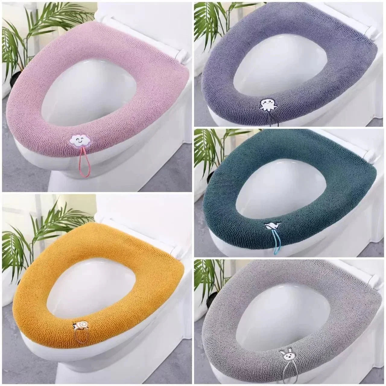 Thicker Bathroom Toilet Seat Cover Pads - Soft Warmer Toilet Seat Cushion Cover Stretchable Washable Cloth - Homebound Essentials