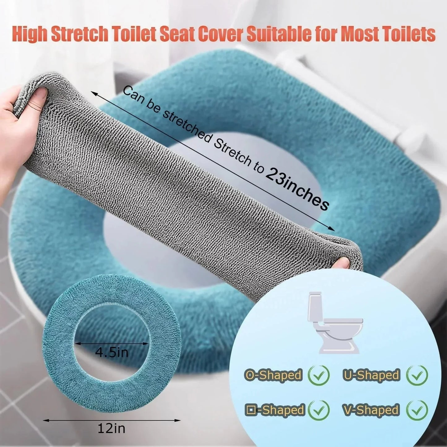 Thicker Bathroom Toilet Seat Cover Pads - Soft Warmer Toilet Seat Cushion Cover Stretchable Washable Cloth - Homebound Essentials