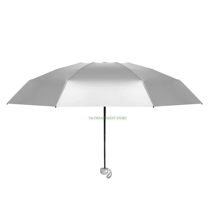 Titanium Silver 8 Ribs Pocket Mini Umbrella: Anti - UV Sun Umbrella, UPF Protection - Homebound Essentials