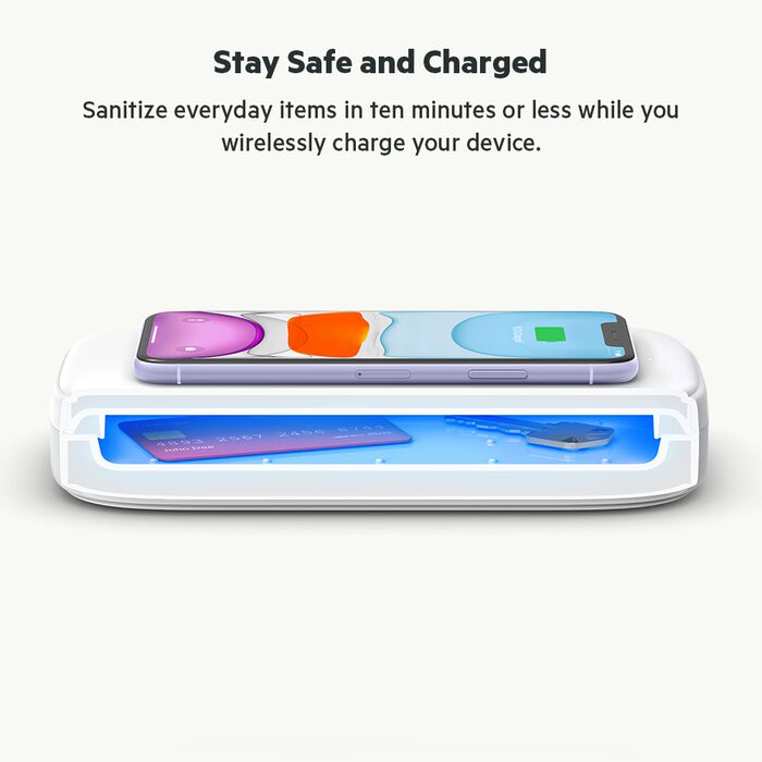 UV Phone Sanitizer with Wireless Charger Qi Charging Box 360 UV-C Steril... — View 3