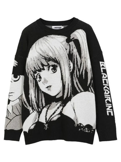 Van Gogh Graffiti Print Knitted Sweater – Oversized Unisex Streetwear Pullover, 95% Cotton - GiftWave.co