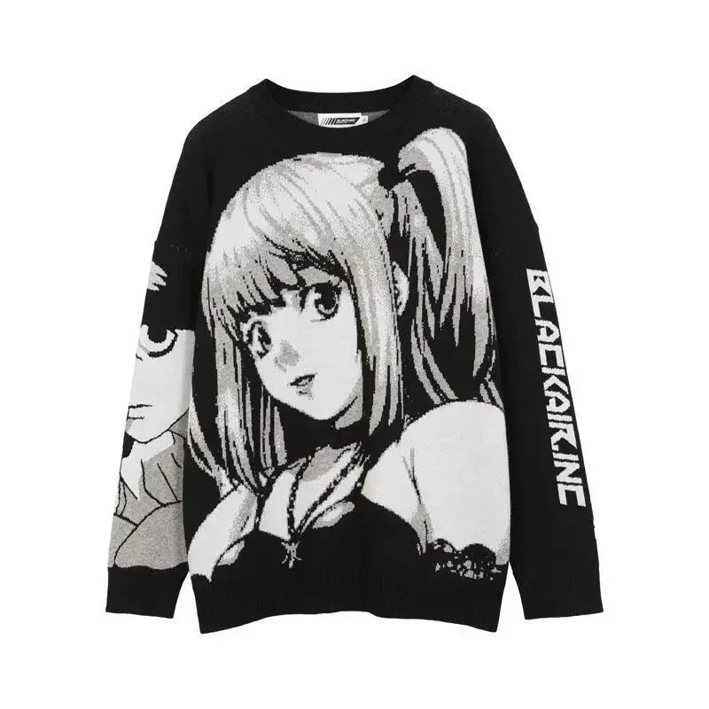Van Gogh Graffiti Print Knitted Sweater – Oversized Unisex Streetwear Pullover, 95% Cotton - GiftWave.co