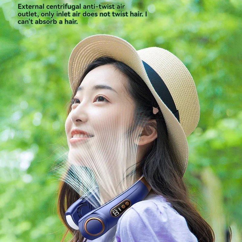 Wearable Neck Air Conditioner Fan USB - C Rechargeable Bladeless Hands - Free Personal Cooling - GiftWave.co