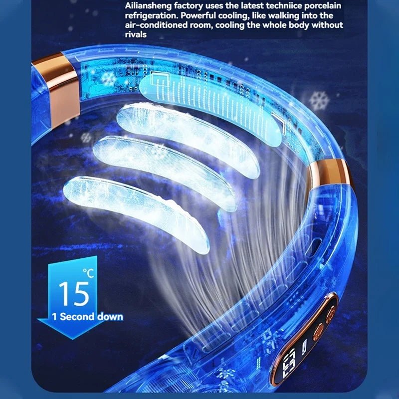 Wearable Neck Air Conditioner Fan USB - C Rechargeable Bladeless Hands - Free Personal Cooling - GiftWave.co