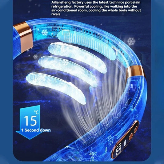 Wearable Neck Air Conditioner Fan USB - C Rechargeable Bladeless Hands - Free Personal Cooling - GiftWave.co