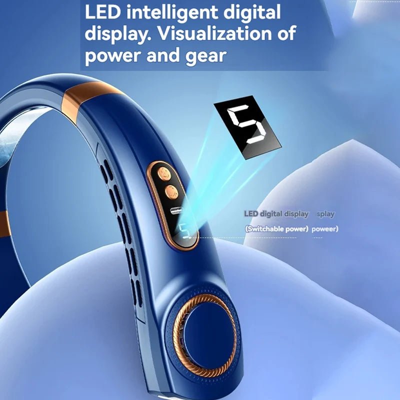 Wearable Neck Air Conditioner Fan USB - C Rechargeable Bladeless Hands - Free Personal Cooling - GiftWave.co
