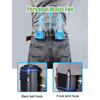 Wearable Waist Belt Fan Rechargeable 10000mAh, Portable Clip - On Cooling Fan 16000RPM 25H Outdoor Camping - GiftWave.co