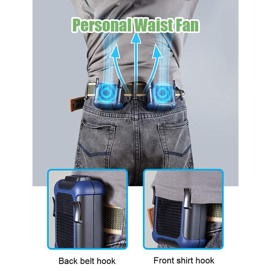 Wearable Waist Belt Fan Rechargeable 10000mAh, Portable Clip - On Cooling Fan 16000RPM 25H Outdoor Camping - GiftWave.co