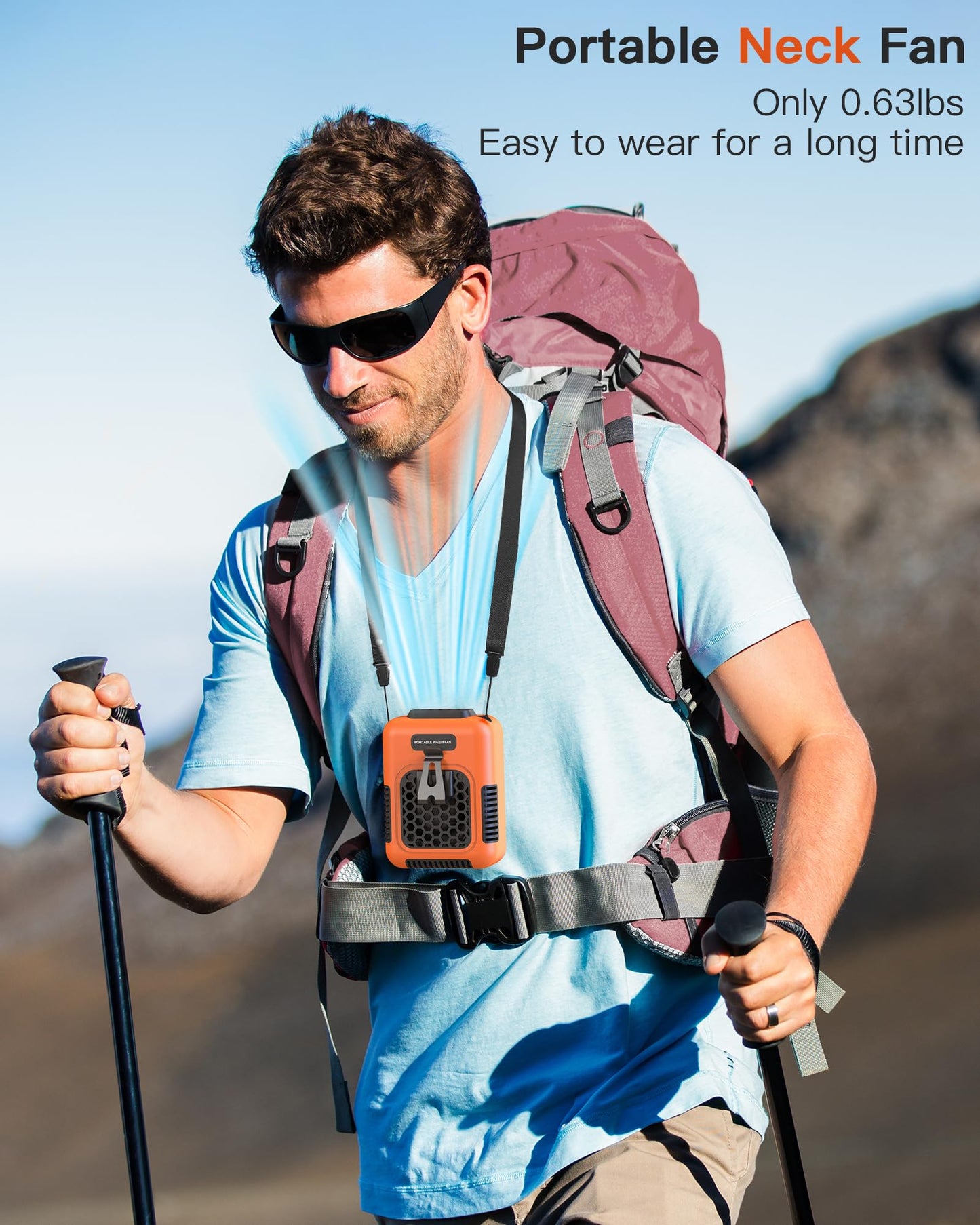 Wearable Waist Belt Fan Rechargeable 10000mAh, Portable Clip - On Cooling Fan 16000RPM 25H Outdoor Camping - GiftWave.co